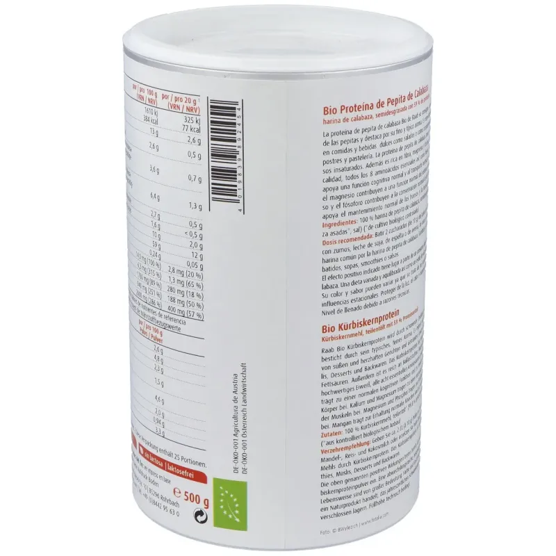 Raab vitalfood proteina de pepita calabaza bio 500g | Farmacia Barata