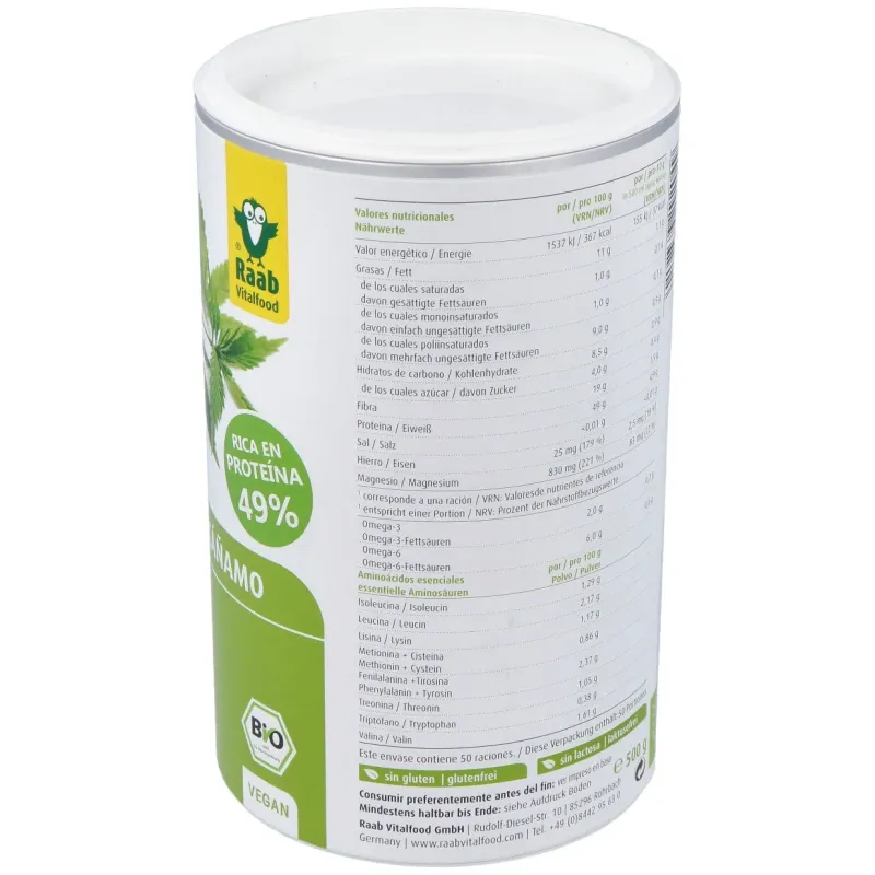 Proteina de cañamo natural 500gr. bio | Farmacia Barata