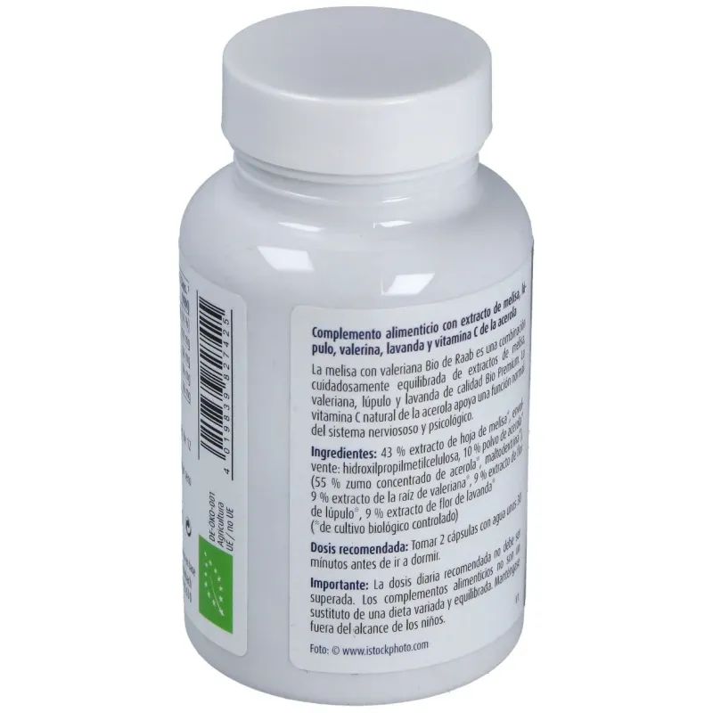 Raab vitalfood melisa valeriana lupulo 60caps | Farmacia Barata