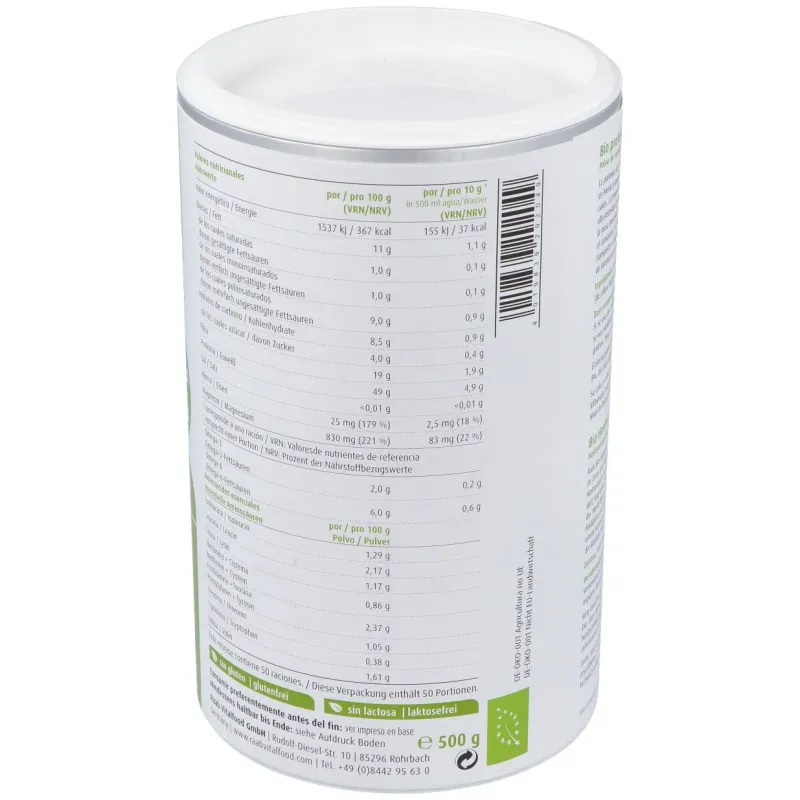 Proteina de cañamo natural 500gr. bio | Farmacia Barata