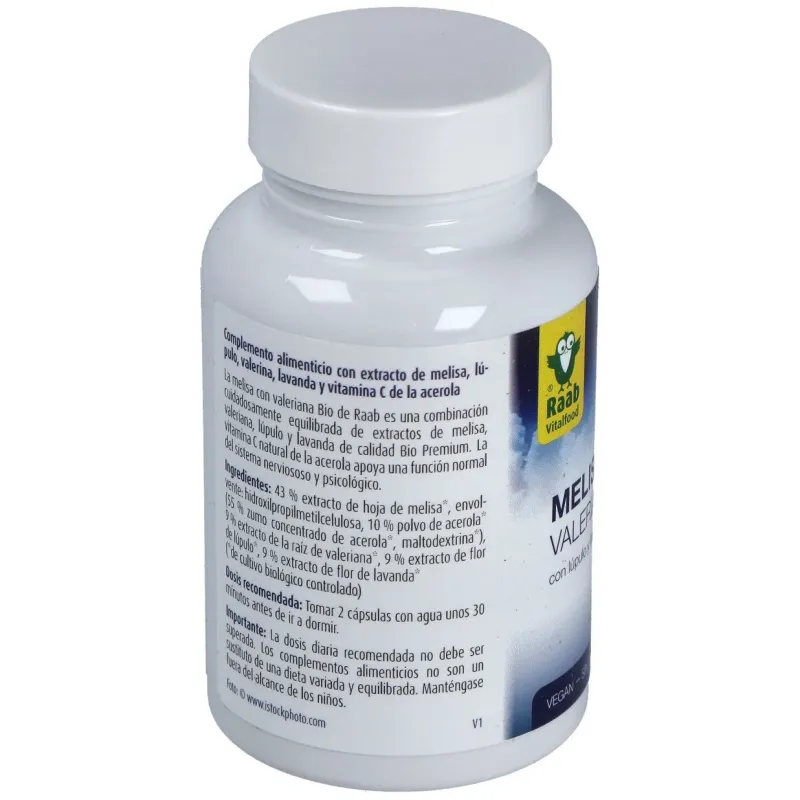 Raab vitalfood melisa valeriana lupulo 60caps | Farmacia Barata