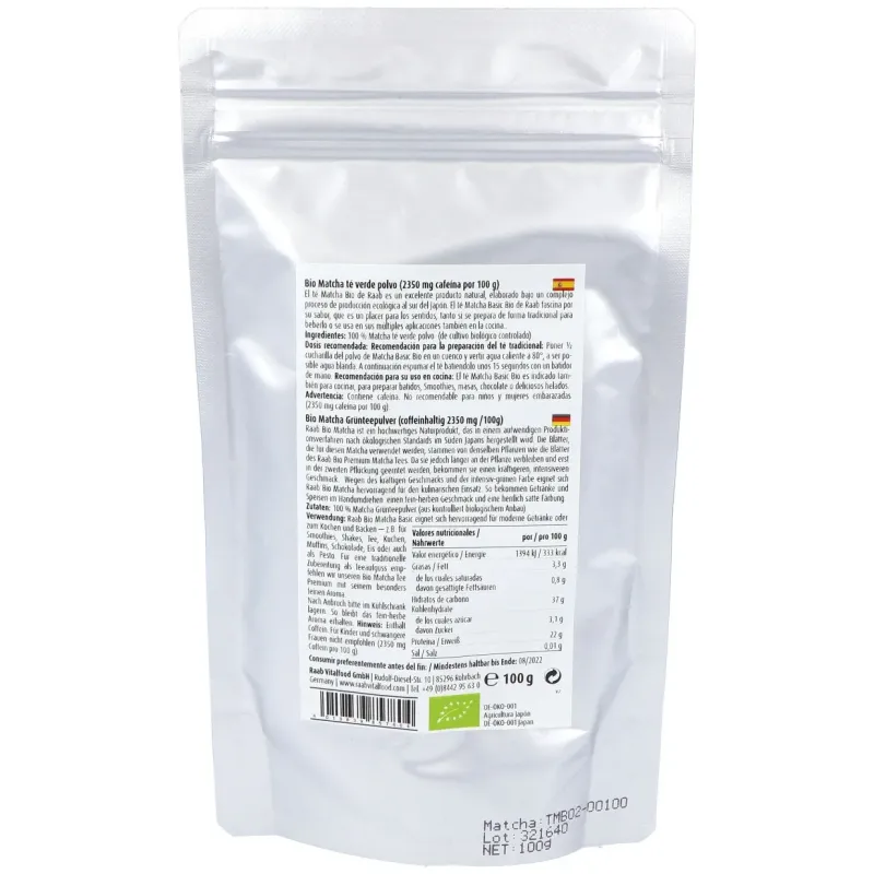 Raab vitalfood matcha te verde basic polvo 100g | Farmacia Barata