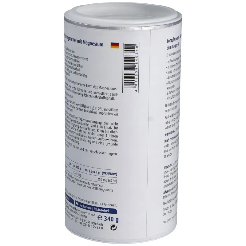 Raab vitalfood citrato de magnesio polvo 340g | Farmacia Barata