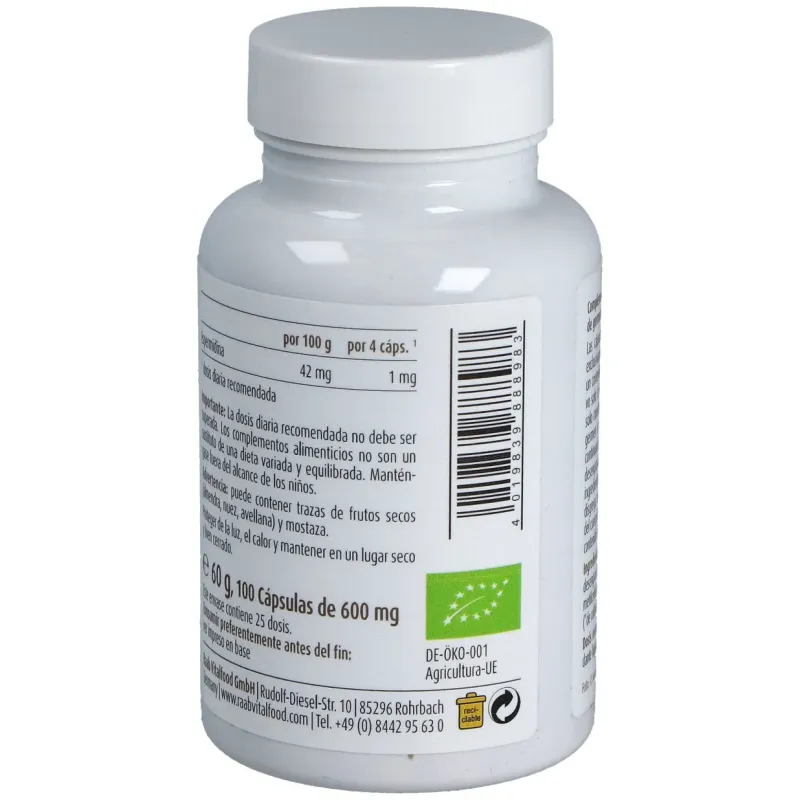 Raab vitalfood espermidina germen de trigo 600mg 100caps | Farmacia Barata