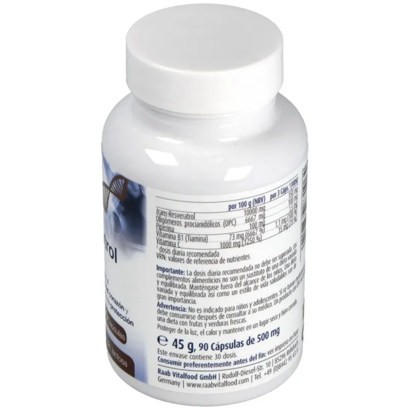Raab vitalfood resveratrol con opc 90caps | Farmacia Barata