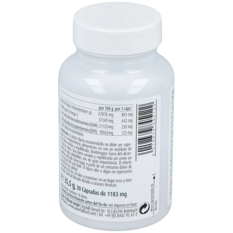 Raab vitalfood aceite de alga omega 3 1183mg 30caps | Farmacia Barata