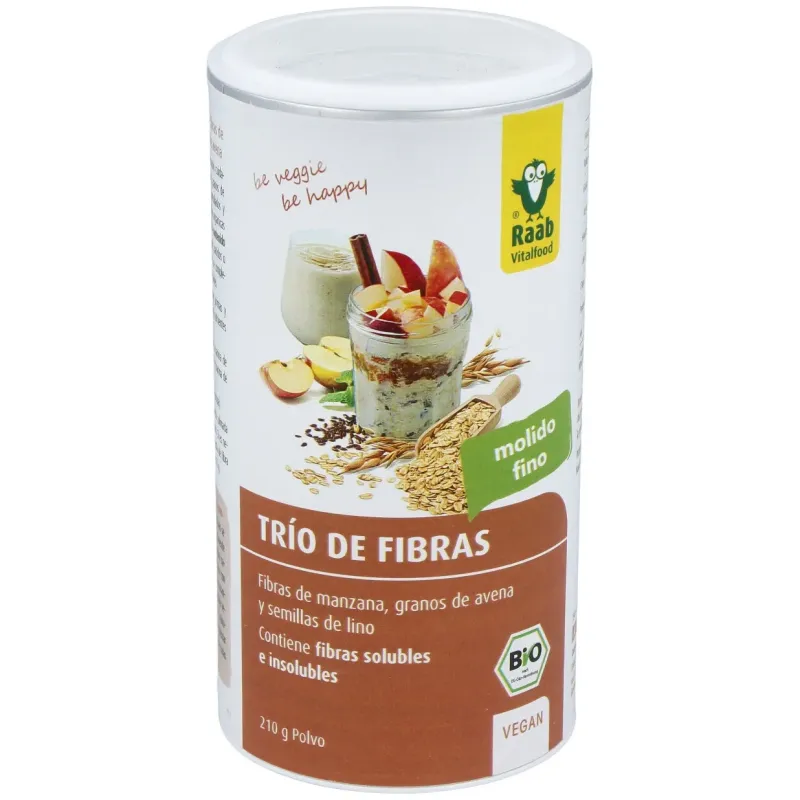 Raab vitalfood trio fibras manzana + avena + lino bio vegan 210g | Farmacia Barata
