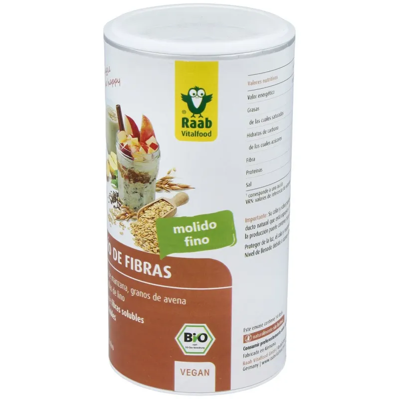 Raab vitalfood trio fibras manzana + avena + lino bio vegan 210g | Farmacia Barata