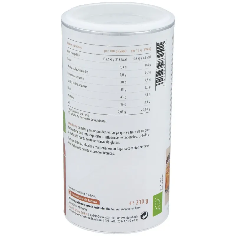 Raab vitalfood trio fibras manzana + avena + lino bio vegan 210g | Farmacia Barata