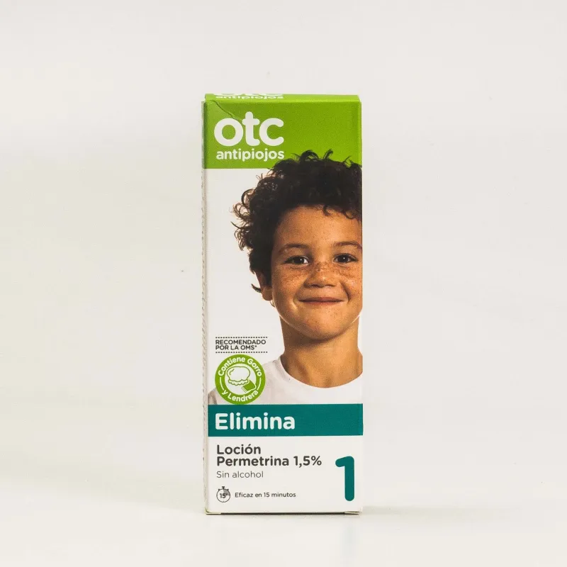 OTC Antipiojos 1 Elimina Loción Permetrina 1,5%, 125ml. OTC Antipiojos 1 Elimina Loción Permetrina 1,5%, 125ml.