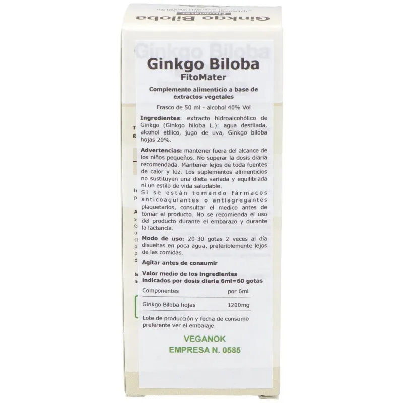 Ginkgo biloba ginkgo biloba extract fitomater 50ml | Farmacia Barata