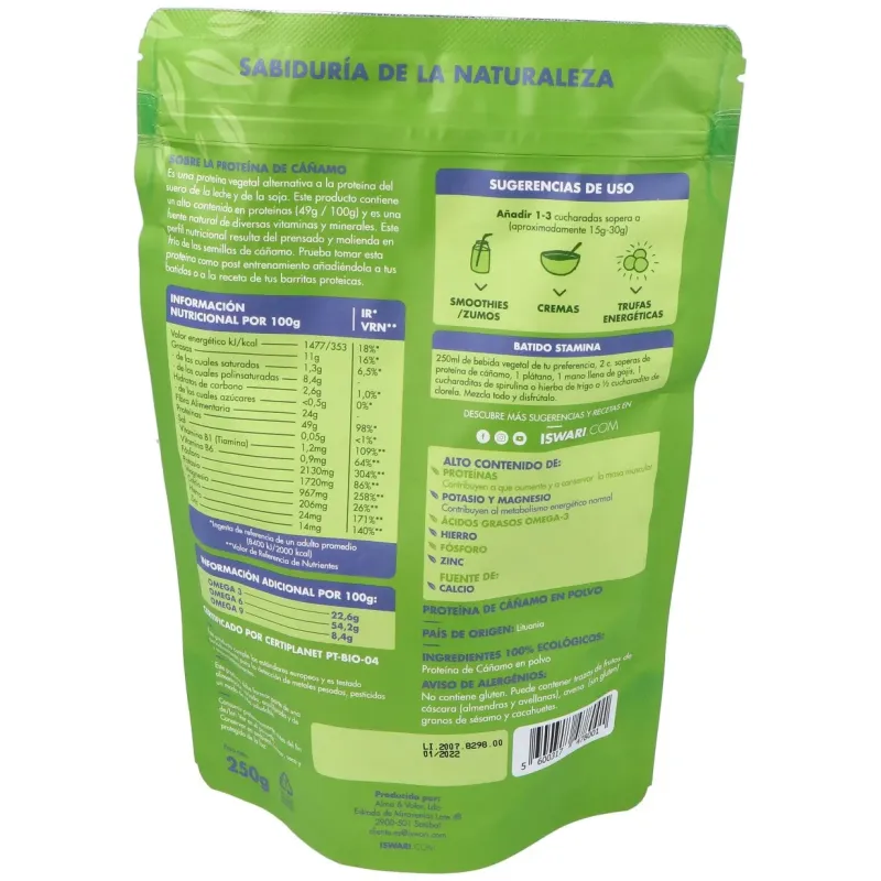 Proteina de cañamo superalimento 250gr. bio | Farmacia Barata