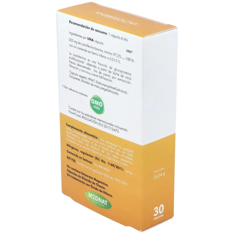 Mednat lactoferrina 200mg 30caps | Farmacia Barata
