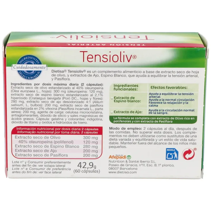 Dietisa tensioliv 60cáps | Farmacia Barata