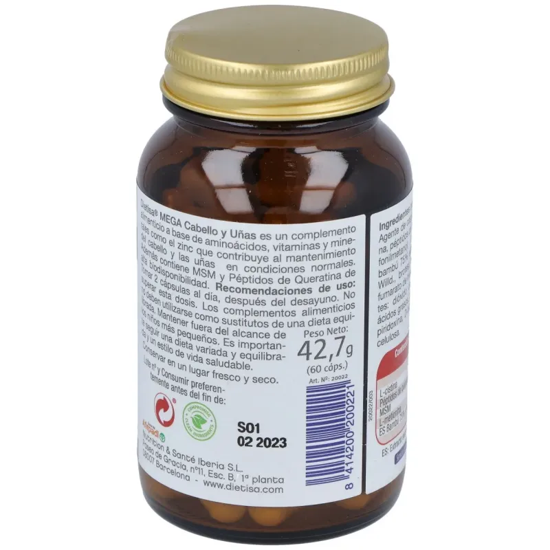 Dietisa mega cabello y uñas 60caps | Farmacia Barata