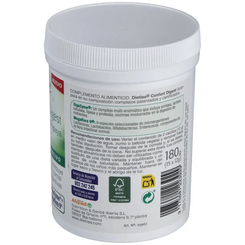 Dietisa confort digest con papaya 180g | Farmacia Barata