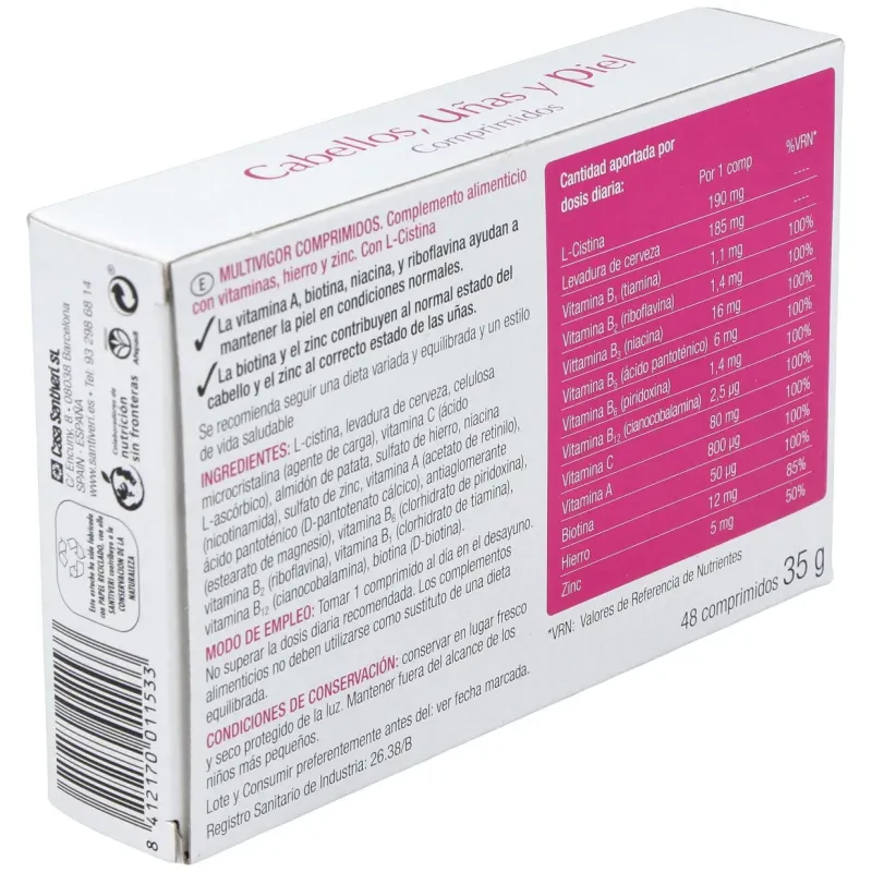 Multivigor cabello uñas y piel 48comp. | Farmacia Barata