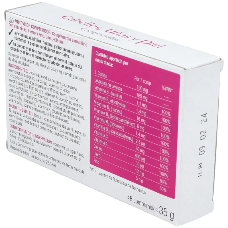 Multivigor cabello uñas y piel 48comp. | Farmacia Barata