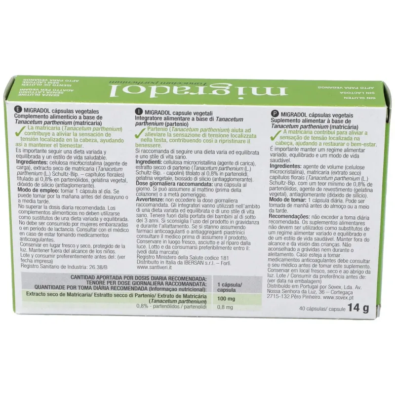 Santiveri migradol (tanacetum) capsulas | Farmacia Barata