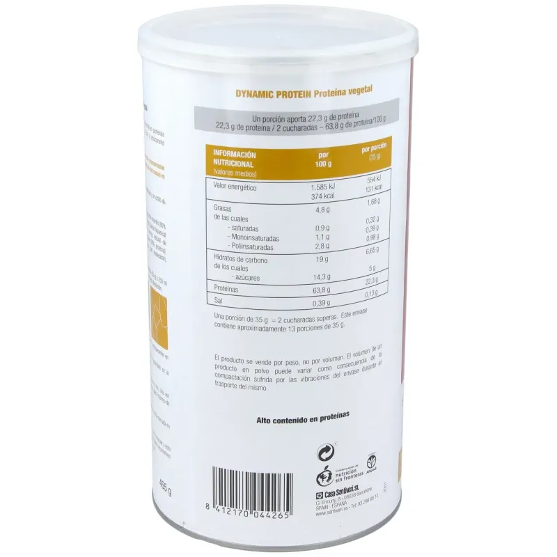 Dynamic proteina vegetal vainilla 455gr. | Farmacia Barata