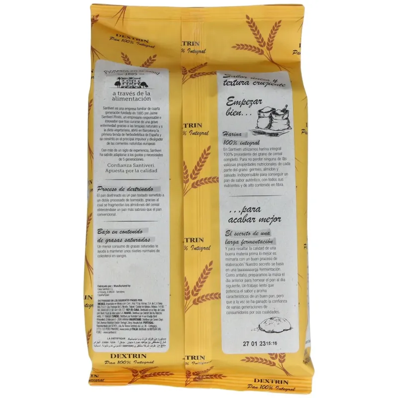 Dextrin pan integral dextrin santiveri con semillas de lino 300 | Farmacia Barata