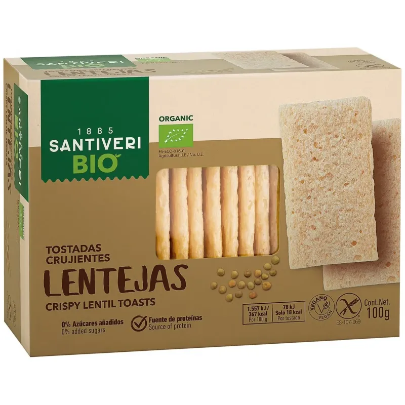Santiveri tostadas ligeras lentejas bio 100g | Farmacia Barata