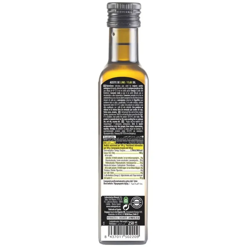 Naturgreen aceite ecológico de lino 250 ml | Farmacia Barata