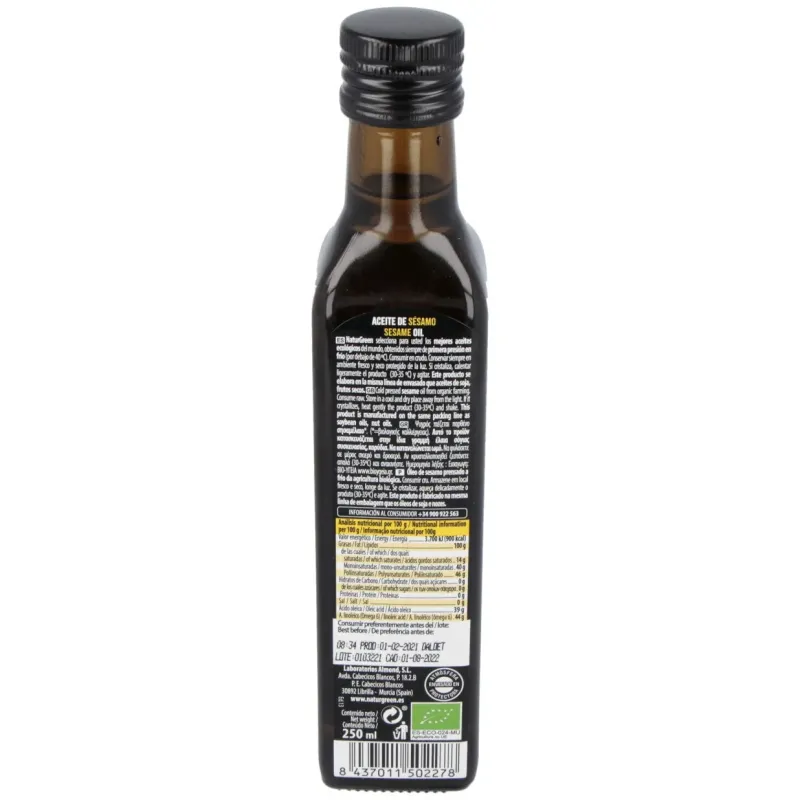 Aceite de sesamo 1ª pression frio 250ml bio | Farmacia Barata