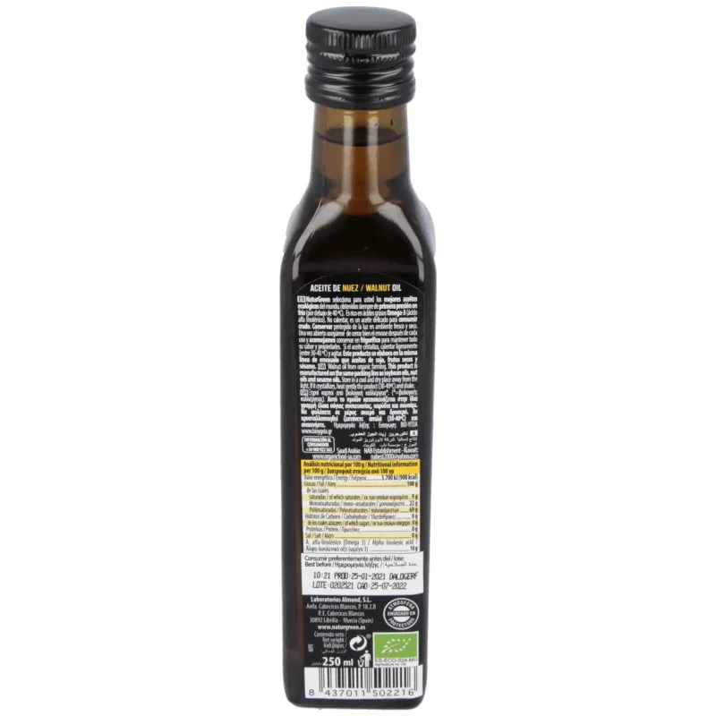 Naturgreen aceite ecológico de nuez 250 ml | Farmacia Barata