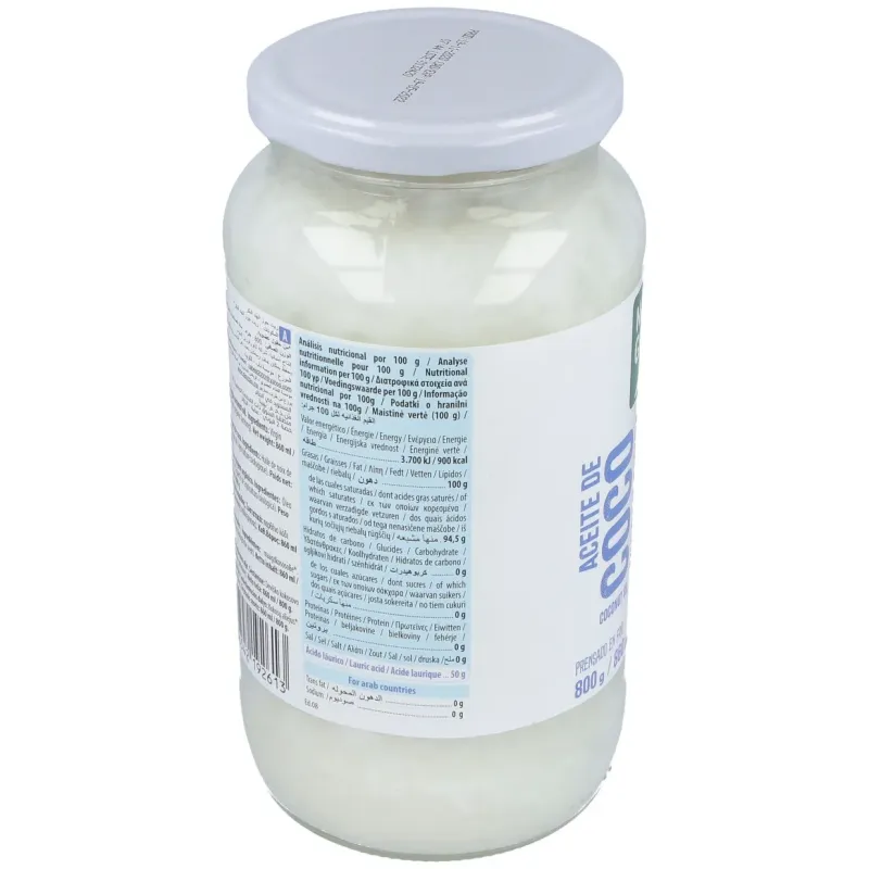 Aceite virgen de coco 1ª presion frio 800gr. bio | Farmacia Barata