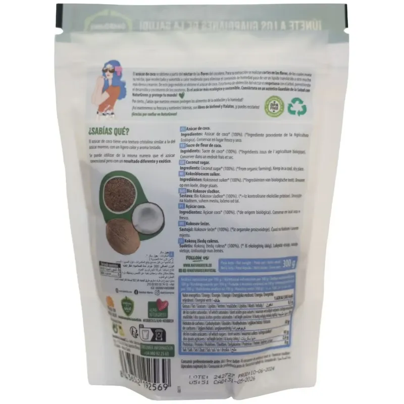 Naturgreen azúcar de coco bio 300g | Farmacia Barata