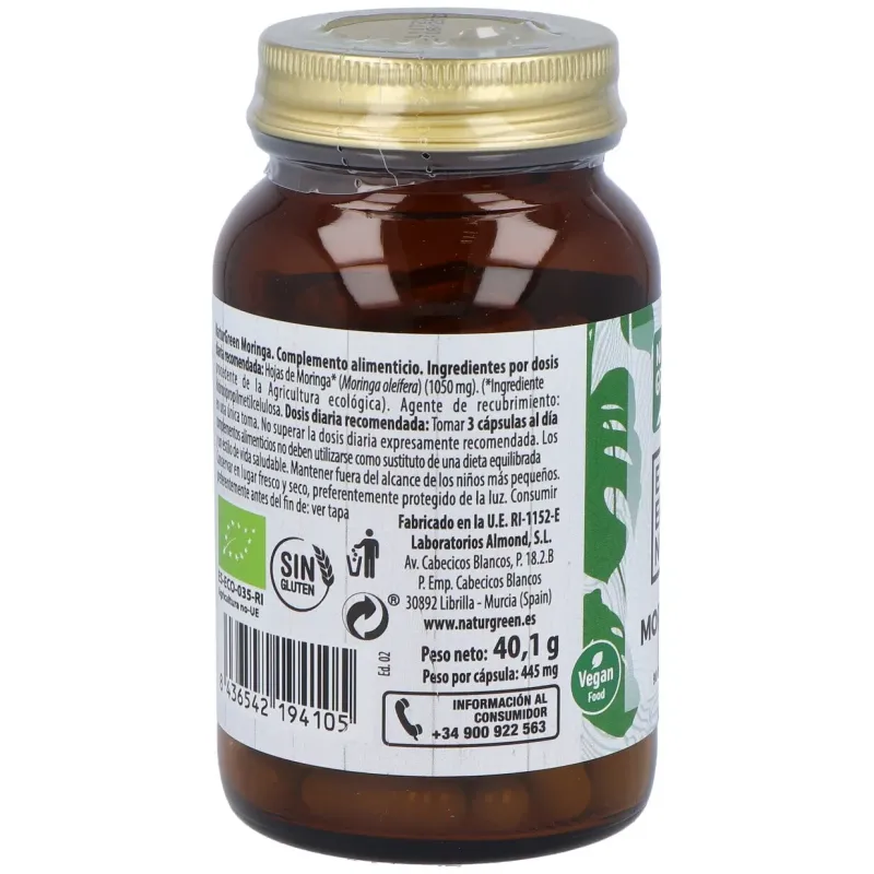 Naturgreen moringa bio 90 cápsulas | Farmacia Barata