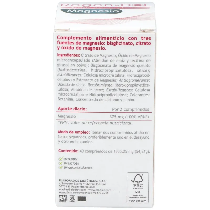 Eladiet regendol magnesio 40comp | Farmacia Barata