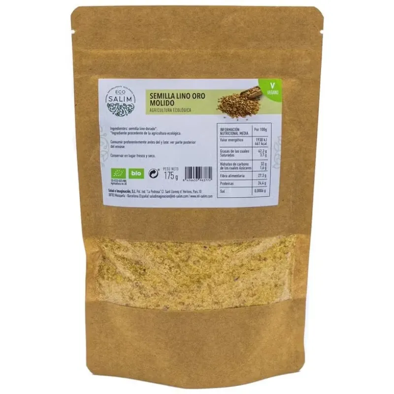 Eco-salim bio vegan semillas de lino oro molido 175g | Farmacia Barata