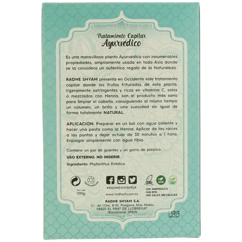 Radhe shyam amla tratamiento capilar ayurvédico eco 100g | Farmacia Barata