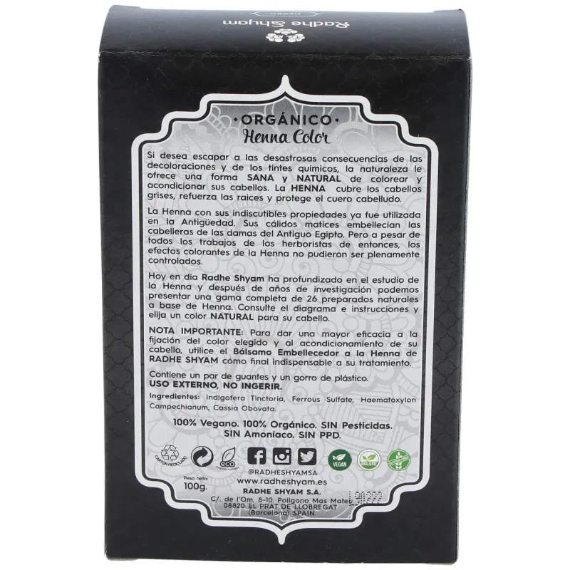 Radhe shyam henna color negro 100ml | Farmacia Barata