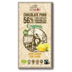Chocolates sole chocolate negro vegano 56% con limon 100g