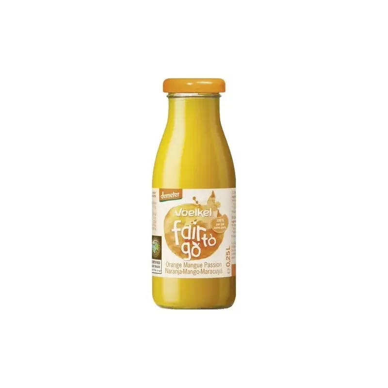 Voelkel fair to go zumo naranja mango fruta la pasion bio 250ml | Farmacia Barata