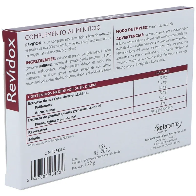 Revidox 30cap. | Farmacia Barata