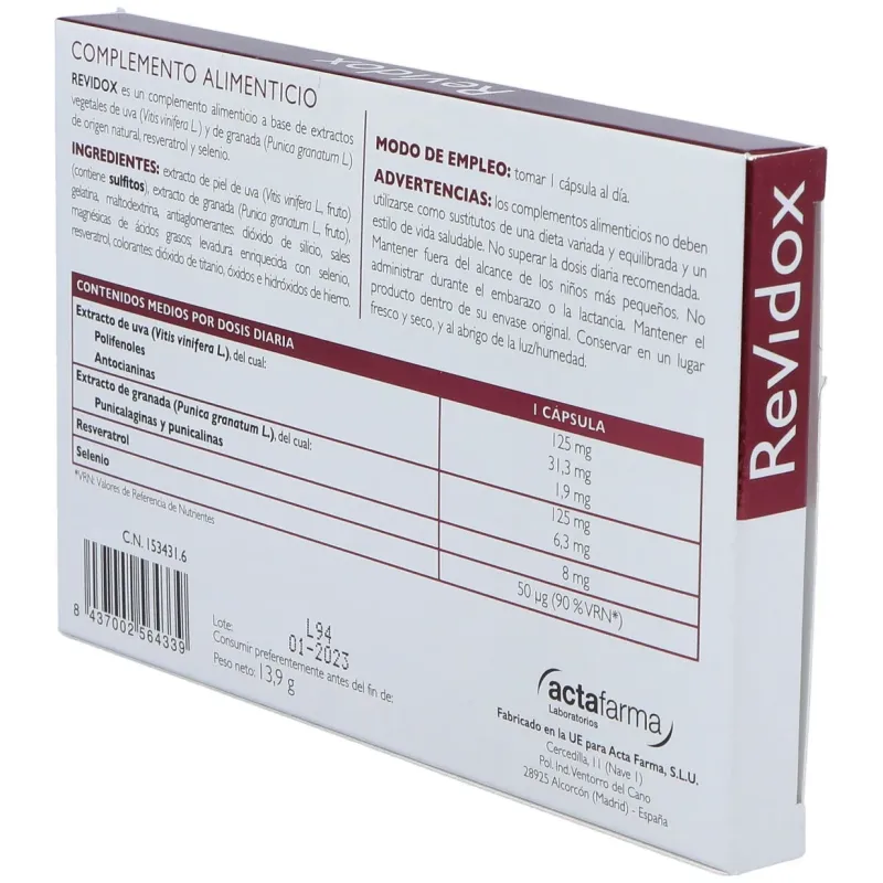 Revidox 30cap. | Farmacia Barata