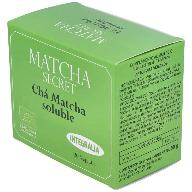 Té matcha ecologico soluble integralia 20 sobres | Farmacia Barata