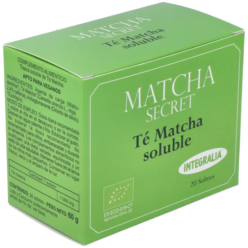 Té matcha ecologico soluble integralia 20 sobres | Farmacia Barata