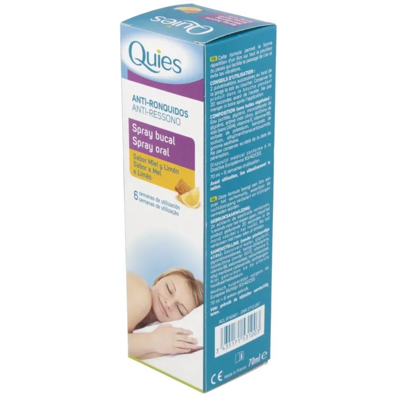 Quies spray bucal antirronquidos miel y limón 70ml | Farmacia Barata