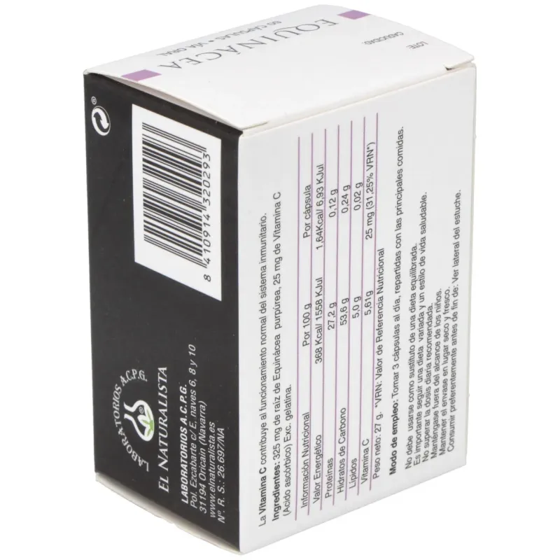 Equinacea+vit c 60 cap el naturalista | Farmacia Barata