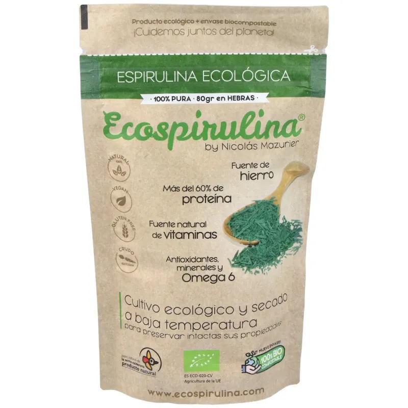 Ecospirulina espirulina pura en hebras 80g | Farmacia Barata