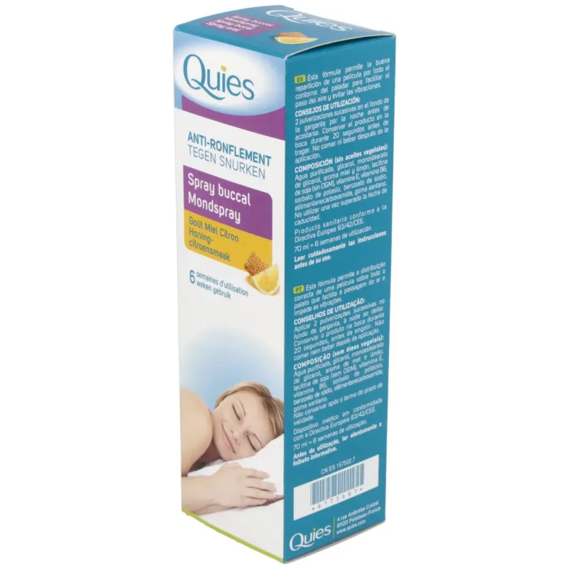 Quies spray bucal antirronquidos miel y limón 70ml | Farmacia Barata