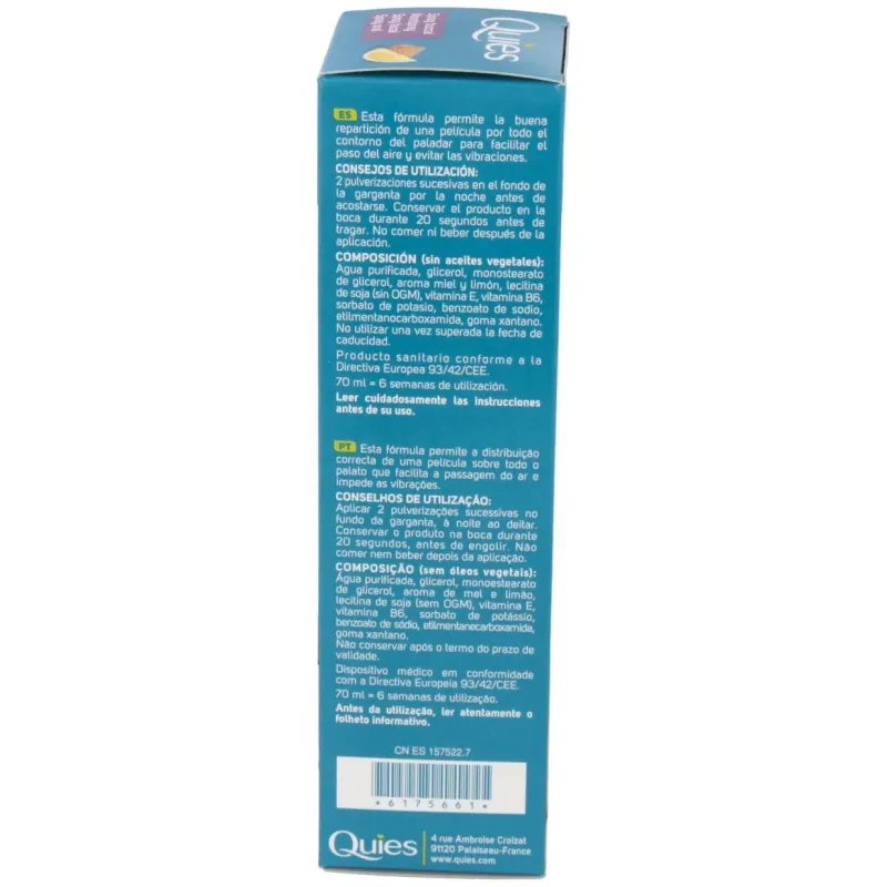 Quies spray bucal antirronquidos miel y limón 70ml | Farmacia Barata