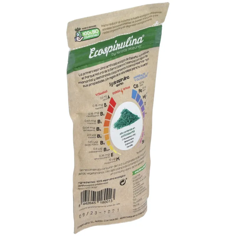 Ecospirulina espirulina pura en hebras 80g | Farmacia Barata