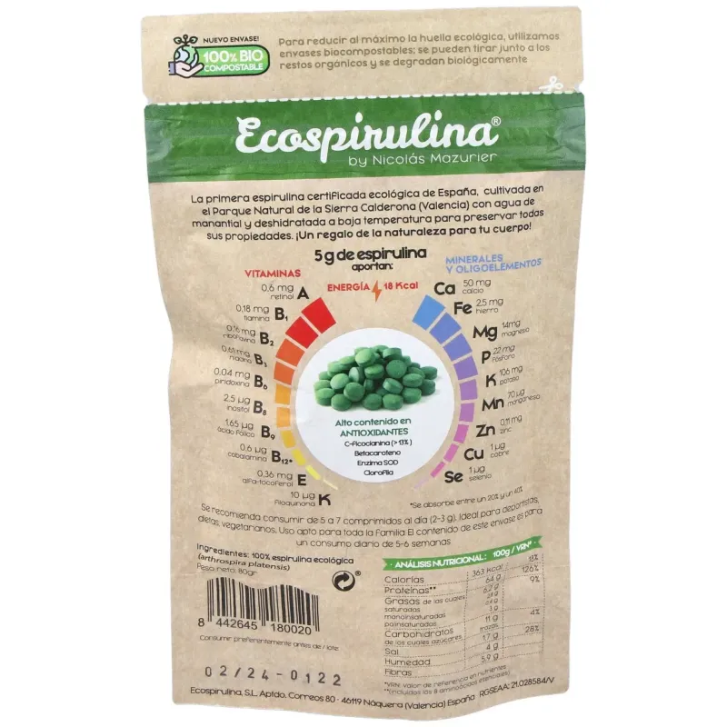 Ecospirulina espirulina pura 160comp | Farmacia Barata