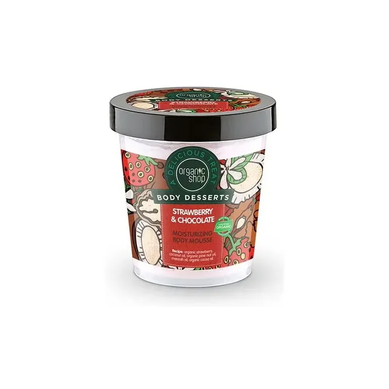 Organic shop mousse corporal hidratante fresa y chocolate 450ml | Farmacia Barata